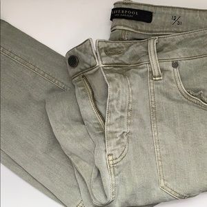 Liverpool green jeans with moto detail